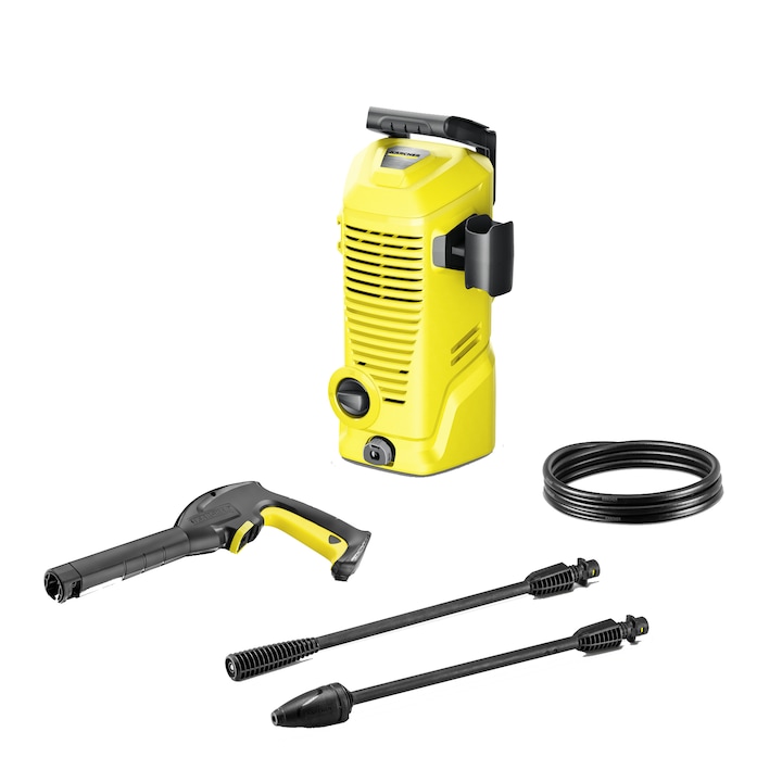 Aparat de spalat cu presiune Karcher K 2, 1400 W, 110 bar, 360 l/h debit maxim, furtun de presiune 4 m, pistol de inalta presiune G 120 Q