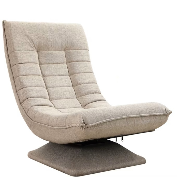 Fotoliu/Scaun relaxare cu 5 pozitii, rotire 360 grade, Casaria, tesatura crem