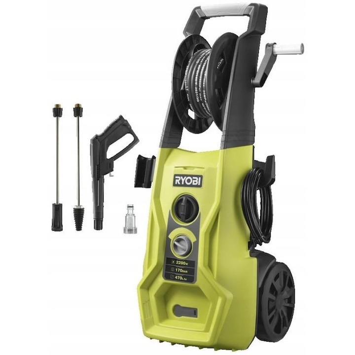 Aparat de spalat cu presiune RY170PWA, Ryobi 170bar, 2500W, Negru/Verde