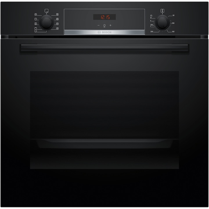 Cuptor incorporabil Bosch HBA534EB3, 71 L, Electric, Multifunctional, Grill, 7 functii, Autocuratare EcoClean + hidrolitica, 3D Hotair, Suport telescopic, Clasa A+, Negru