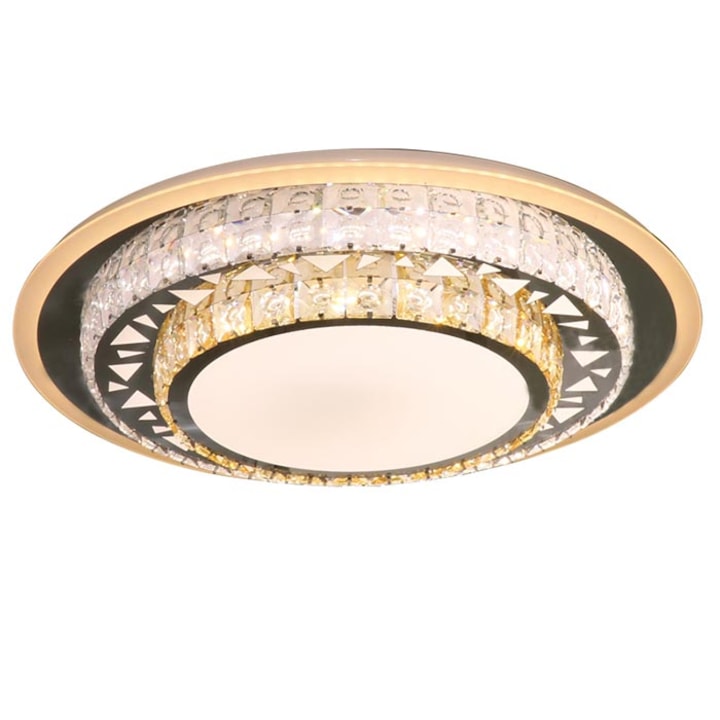 Lustra LED Rotund K9 Cristal , lumina Trei culori disponibile cu Telecomanda trandafi led GM1101/500