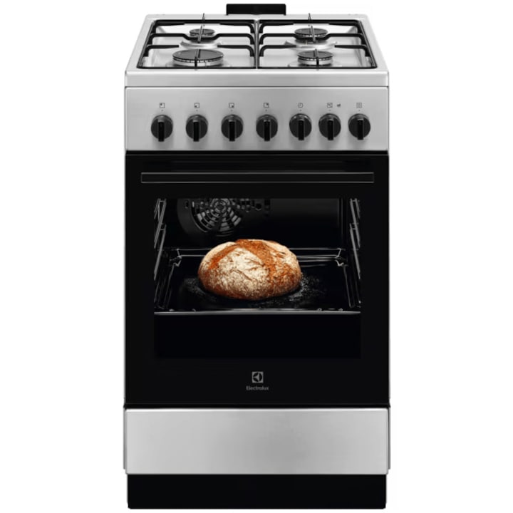 Aragaz Electrolux LKK520022X, Mixt, 4 arzatoare , Siguranta plita, Aprindere integrata, Cuptor electric, SteamBake, AirFry, Timer, Grill electric, Clasa A, 50 cm, Inox