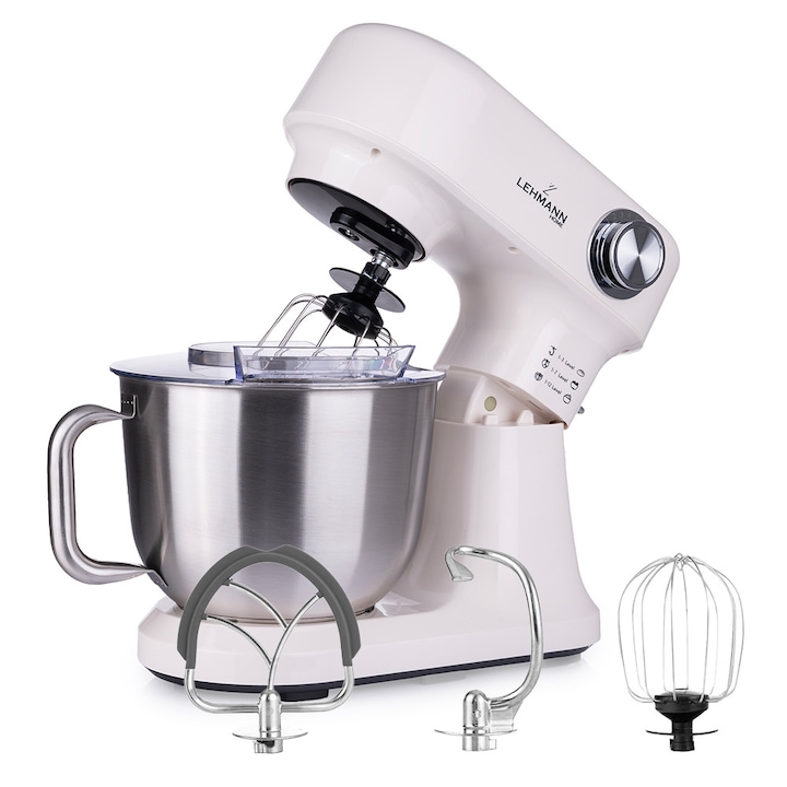 Robot planetar de bucatarie Lehmann Celesto Beige, 1500W, 5L, 12 viteze, reglare viteza, protectie supraincalzire, BPA Free, picioare antialunecare, cablu 1m, 4.9 kg, 41.5x25x42 cm, bej
