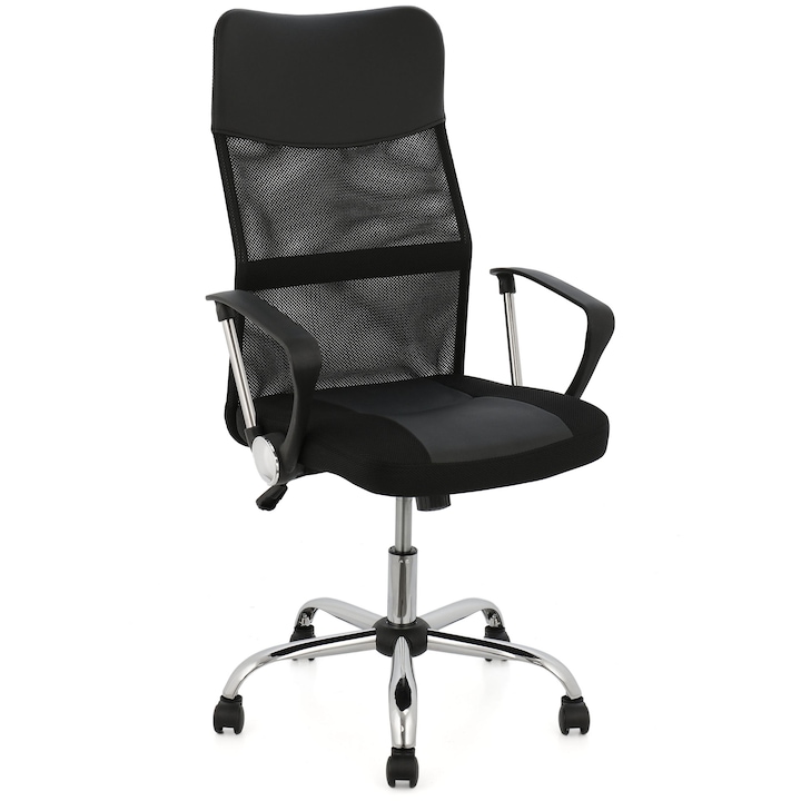 Scaun de birou ergonomic Kring New Fit, mesh + PU, Negru