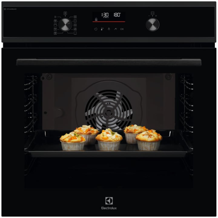 Cuptor incorporabil Electrolux EOD6F77H, Electric, 72 l, Autocuratare catalitica, SteamBake, Senzor gatire, Timer cu display electronic, Grill, Clasa A+, Negru