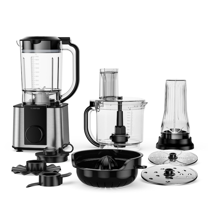 Klarstein, Robot De Bucatarie Verosteel Cu Blender, Framantare, Batere Si Stoarcere, 1200 W, 2 L / 1, 75 L