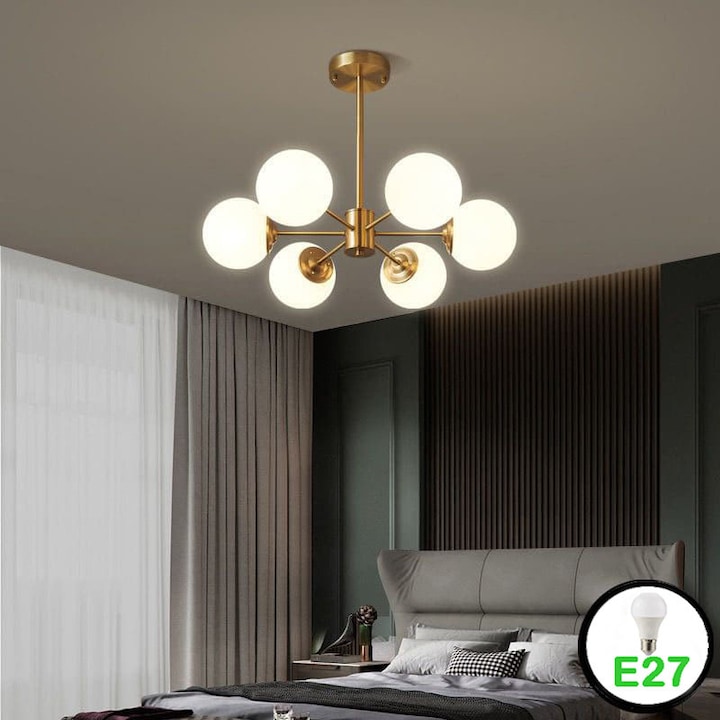 Pendul Gold Modern 6 Globuri soclu E27 ZenLED®