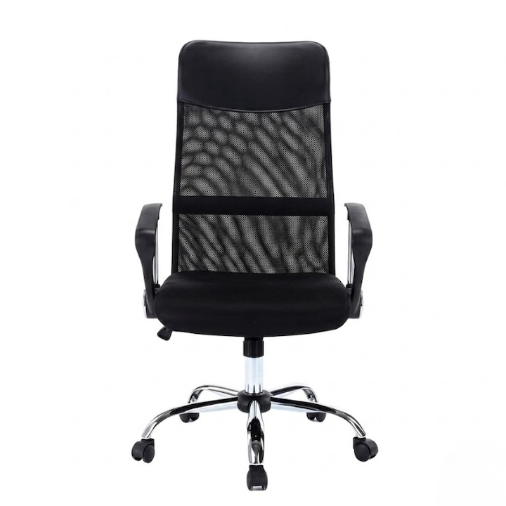 Scaun de Birou GALAXIA® Ergonomic cu Plasa Mesh, Rotativ, Reglabil pe Inaltime, Suport Lombar, Home Office, 140 kg, Negru