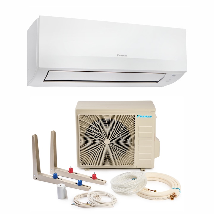 Aparat de aer conditionat Daikin Sensira Bluevolution Inverter 24.000 BTU, model 2025, FTXC71E+RXC71E, clasa energerica A/A, WiFi integrat, cu KIT de instalare InstaPlus K1824IP3 si dispozitiv de fixare VibraZerro pentru unitatea exterioara KX60N