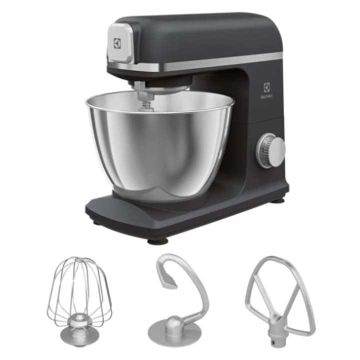 Robot de bucatarie Electrolux E5KM1-4BPT, 1200 W, capacitate bol 5L, 6 viteze, 3 accesorii versatile, negru