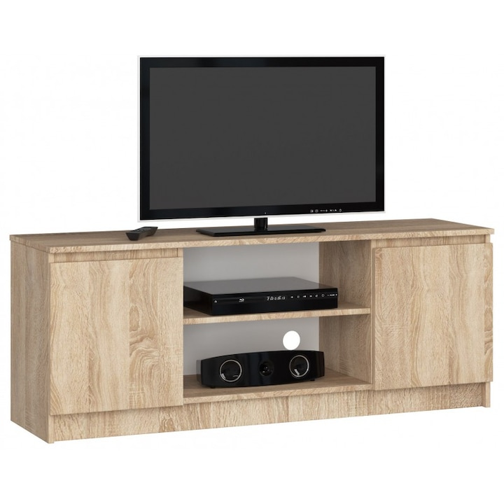Comoda TV Akord Furniture Factory, PAL, 140 x 55 x 40 cm, Maro sonoma