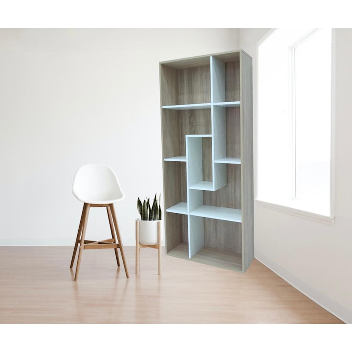 Biblioteca KringX Bath, 75x170x25 cm, culoare sonoma / alb