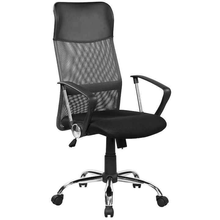 Scaun de birou ergonomic Kring Fit, Mesh, inaltime reglabila, mecanism tilt, Negru