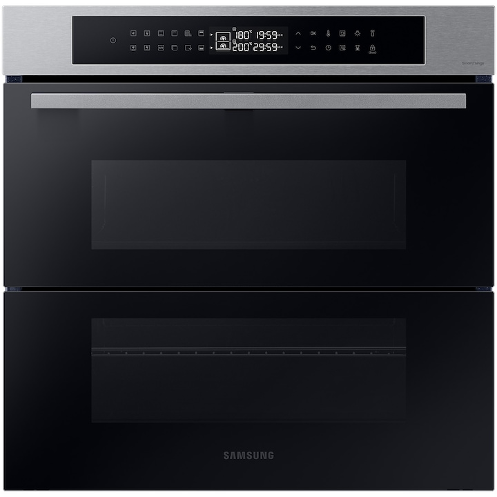 Cuptor incorporabil Bespoke Samsung NV7B4345VAS/U2, Electric, 76 l, Autocuratare catalitica, Dual Cook Flex, Display touch, Air sous vide,Natural Steam, SmartThings Cooking, Clasa A+, Negru/Inox