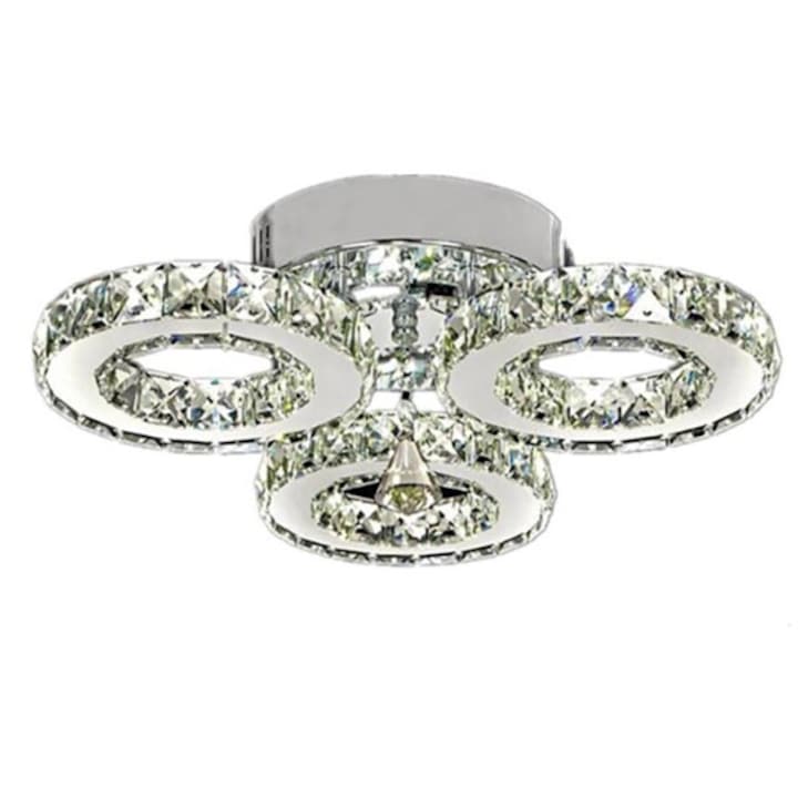 Lustra LED Circle Design, K9 Cristal 3 Segmente, Telecomanda L801/3