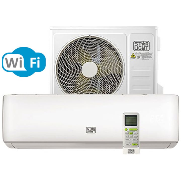 Aparat de aer conditionat Star-Light ACT-09WIFI, Control WiFi, 3D Inverter, 9000 BTU, Functie incalzire, Clasa A++, Display, Alb