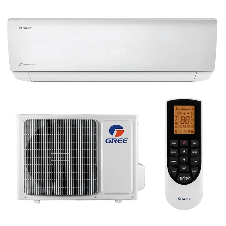 Aparat de aer conditionat Gree Bora A4 Silver R32 GWH09AAB-K6DNA4A Inverter 9000 BTU, Clasa A++, G10 Inverter, Buton Turbo, Auto-diagnoza, Wi-FI, Display