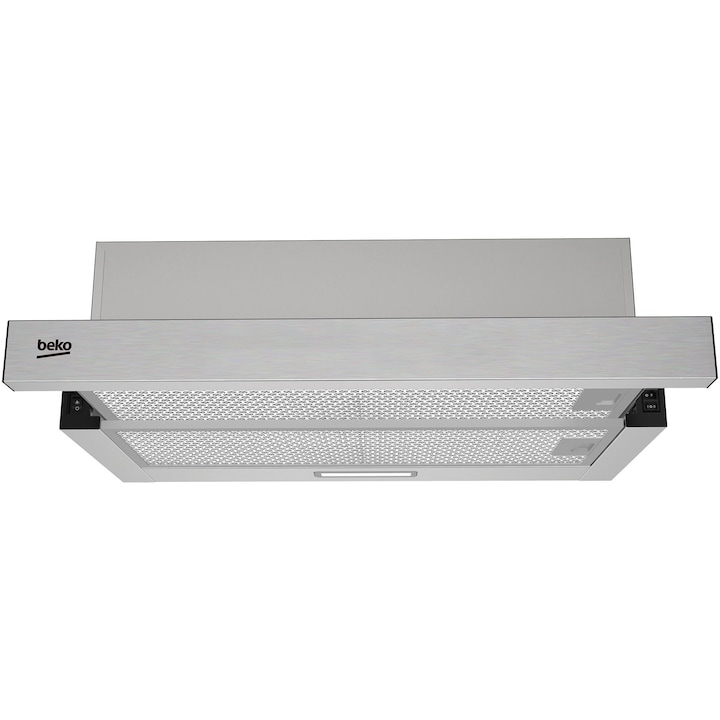 Hota incorporabila telescopica Beko HNT63322XH, 320 mc/h, Filtru metalic, 60 cm, Inox
