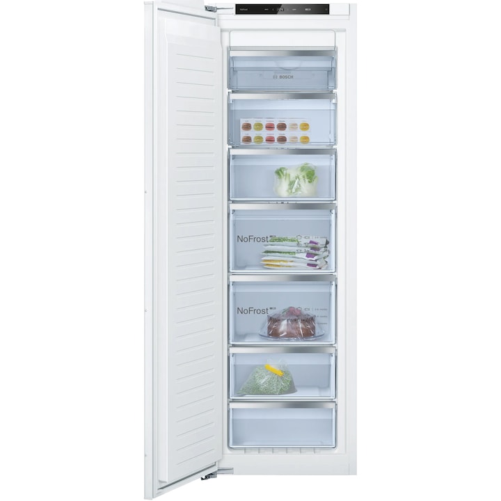 Congelator incorporabil Bosch GIN81VEE0, 212 l, 5 sertare, No Frost, Clasa E, H 177 cm
