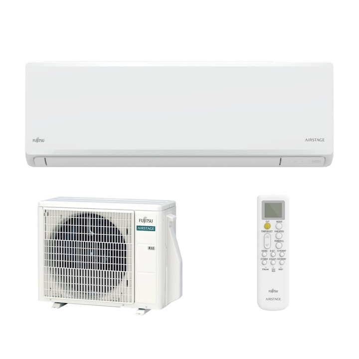 Aparat de aer conditionat Fujitsu ASEH12KNCA / AOEH12KNCA, inverter 12000 Btu, clasa energetica A++, design compact si elegant, functionare silentioasa, R32