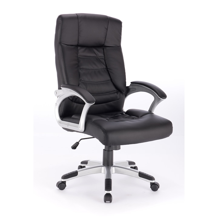 Scaun de birou ergonomic Kring Bokai, piele ecologica, Negru