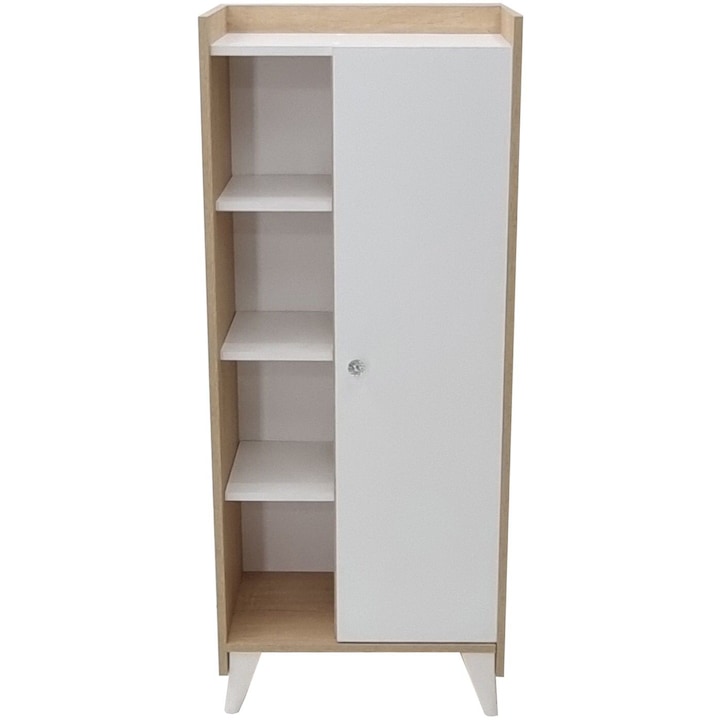 Biblioteca KringX Nisa, 53x26X131 cm, culoare sonoma-alb