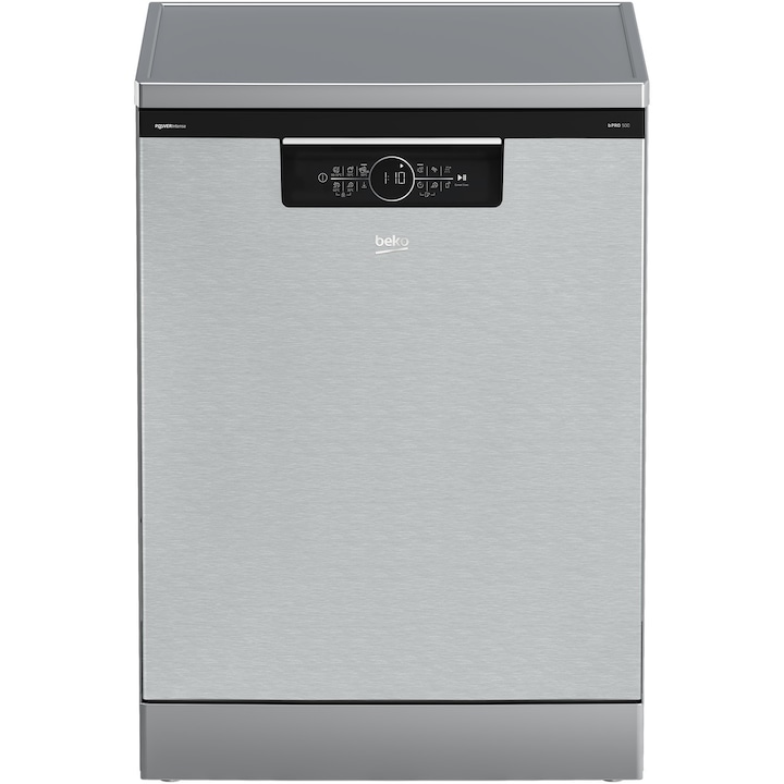 Masina de spalat vase independenta Beko BDFN36560XWP, 15 seturi, 11 programe, Clasa A, SelfDry, HomeWhiz prin WiFi, SteamGloss,60 cm, Inox
