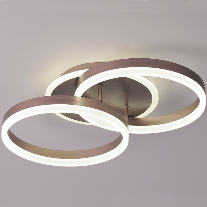 Lustra Led Cafeniu Dione 64w, 3800lm 3000k, 4000k, 6500k cu Telecomanda 300+300mm