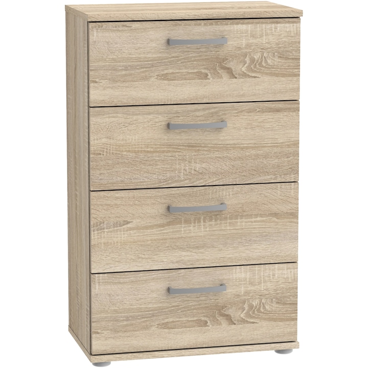 Comoda Forte Niko, dimensiuni 50.2x 81.7x 29.1 cm, culoare stejar Sonoma, 4 sertare