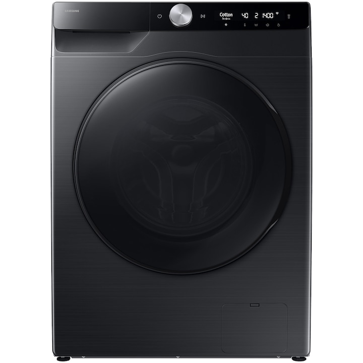 Masina de spalat rufe cu uscator Samsung WD90DG6B85BBU4, Spalare 9 kg, Uscare 6 kg, 1400 RPM, Clasa D, AI Wash, Auto Dispense, AI Ecobubble, AI Control, Super speed 39 min, WiFi, Negru