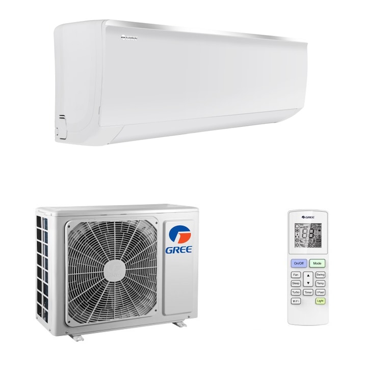 Aparat de aer conditionat Gree Bora A4 Silver GWH09AAA-K6DNA4A Inverter, A++, freon R32, Control WiFi, Filtru Silver Ion si Cold Plasma, I Feel, Afisaj Ceas, Kit instalare inclus