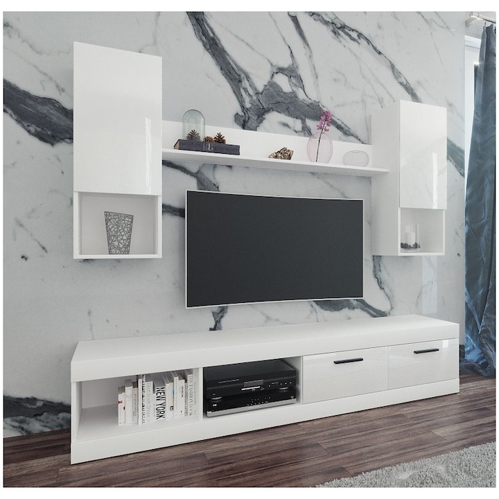 Living/Biblioteca Irim Pascale, 200x38.5x171 cm, Alb, fronturi MDF