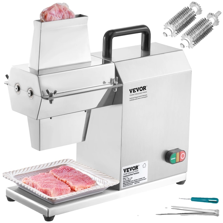 Prese electrica pentru carne Vevor, 450W, 54 lame inox, argintiu