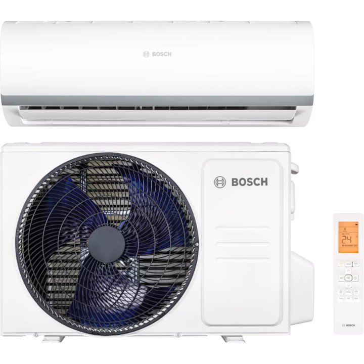 Aparat de aer conditionat Bosch Climate 2000, 12000 BTU, A++/A+, Filtru catalizator rece, functie Wind avoid me, functie Follow-me, alb