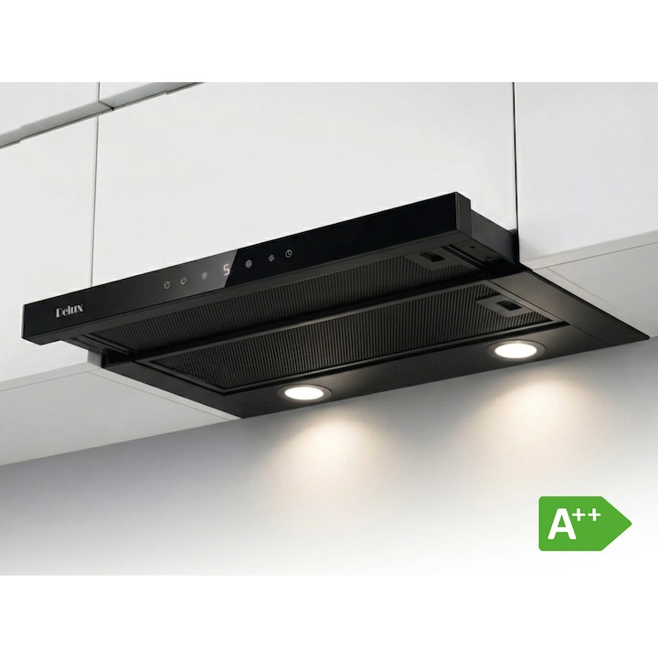 Hota incorporabila DeLux Integra Max, 950mc/h, negru, 60cm, 9 trepte, motor brushless