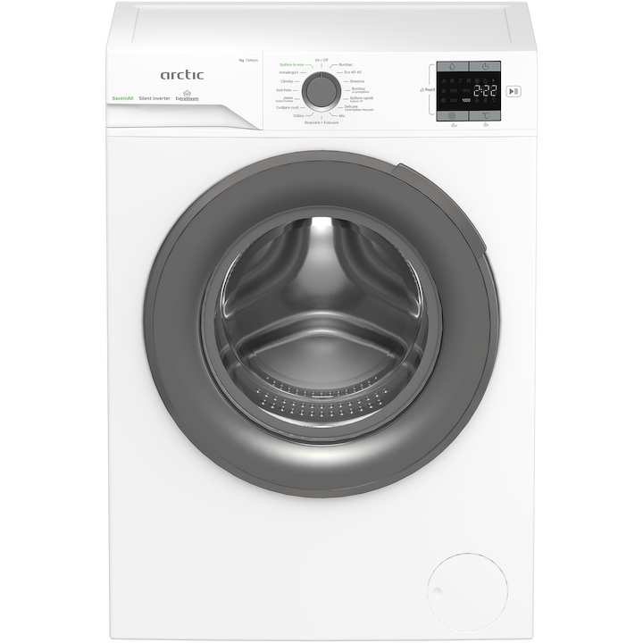 Masina de spalat rufe Arctic APLM1WFSU17210WG, 7 Kg, 1200 RPM, Motor Silent Inverter, ExtraSteam, Drum Clean+Steam, Child Lock, Anticrease, Digital Display, Add-In, Clasa A, Alb