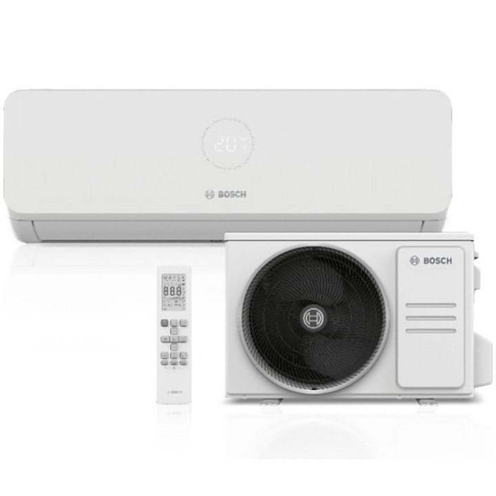 Aparat de aer conditionat Bosch Climate 3200i, 12000 BTU, A++/A+, functie Wind avoid me, functie Follow-me, Wi-Fi Ready, alb