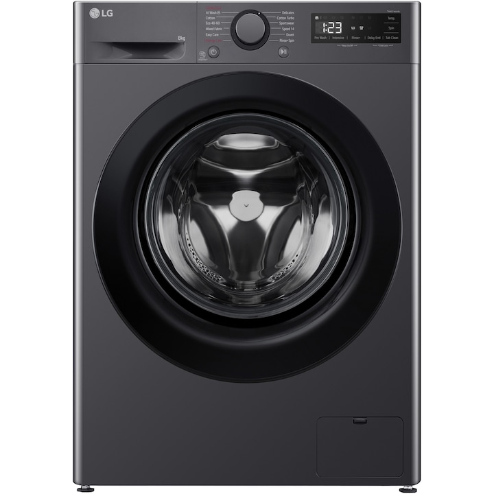 Masina de spalat rufe Slim LG F2WR508SBM, 8 kg, 1200 rpm, Clasa A, Motor Direct Drive, Smart Diagnosis, Negru