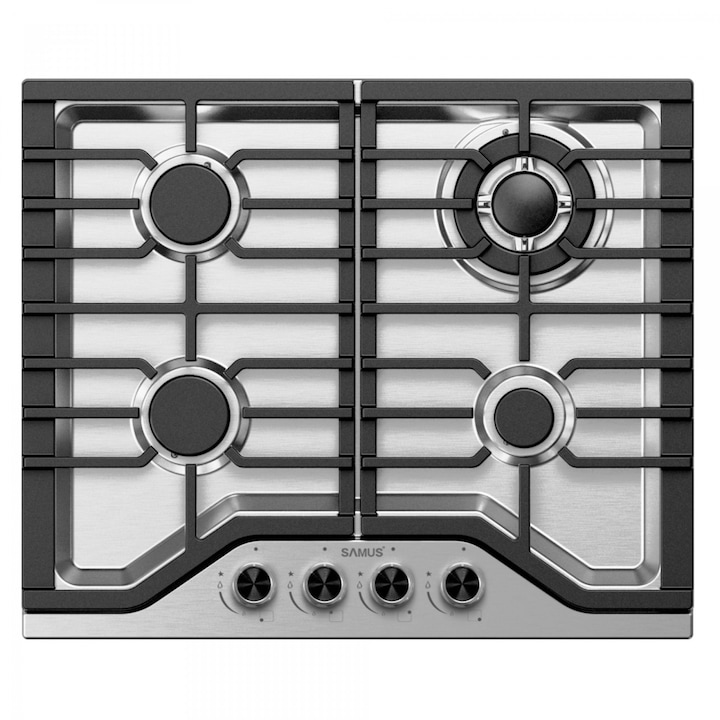 Plita incorporabila Samus PSG-64SX9, 4 arzatoare pe gaz, 60 cm, Inox