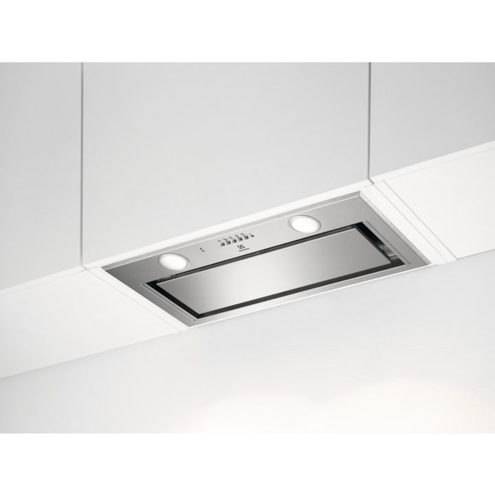 Hota incorporabila Electrolux LFG716X, Putere de absorbtie 700 mc/h, Conectivitate plita, Iluminare LED, Clasa A, 54 cm, Inox