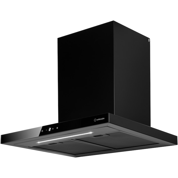 Hota incorporabila decorativa Turbionaire Ama TMA60WB, Putere de absorbtie 703 mc/h, Motor brushless, Control Touch, Iluminare LED, Clasa A++, 60 cm, Negru