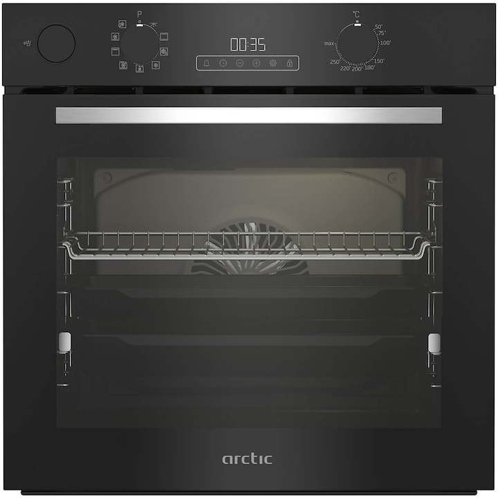Cuptor incorporabil Arctic ARVIS1430BC, Electric, 71 l, Autocuratare catalitica, Gatire asistata cu abur, Rafturi telescopice, Grill, Clasa A+, Negru