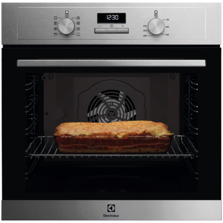 Cuptor incorporabil Electrolux EOF3F00X, Electric, 72 l, Autocuratare catalitica, SurroundCook, Timer cu display electronic, Grill, Clasa A, Inox antiamprenta