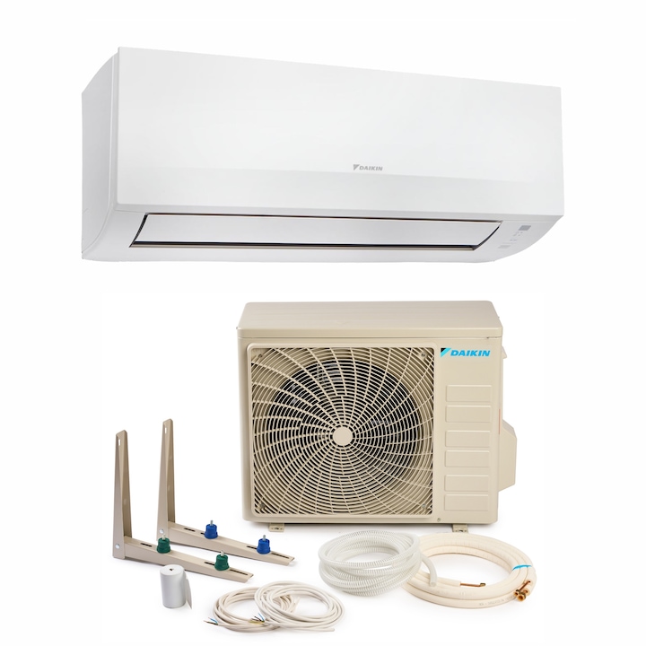 Aparat de aer conditionat Daikin Sensira Bluevolution Inverter 12.000 BTU, model 2025, FTXC35E+RXC35E, clasa energerica A++/A+, WiFi integrat, cu KIT de instalare InstaPlus K714IP3 si dispozitiv de fixare VibraZerro pentru unitatea exterioara KX30N