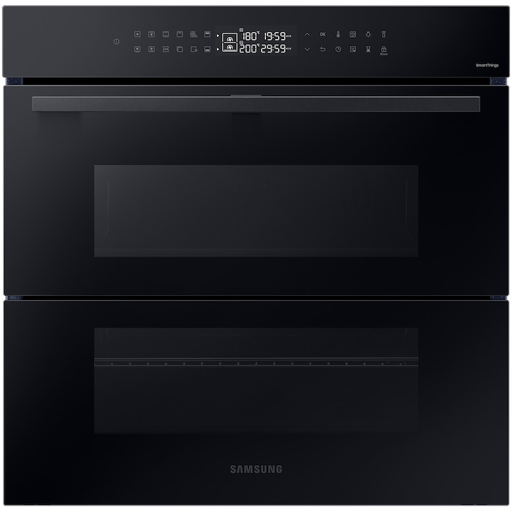 Cuptor incorporabil Bespoke Samsung NV7B4345VAK/U2, Electric, 76 l, Autocuratare catalitica, Dual Cook Flex, Display touch, Air sous vide, Natural Steam, SmartThings Cooking, Clasa A+, Negru