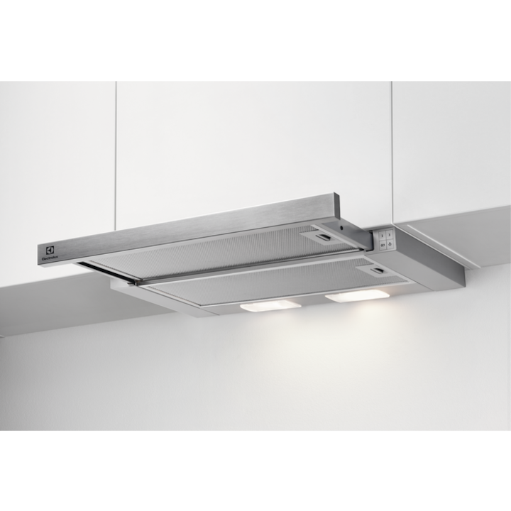 Hota telescopica incorporabila Electrolux LFP326S, Putere de absorbtie 410 mc/h, 1 motor, 60 cm, Inox