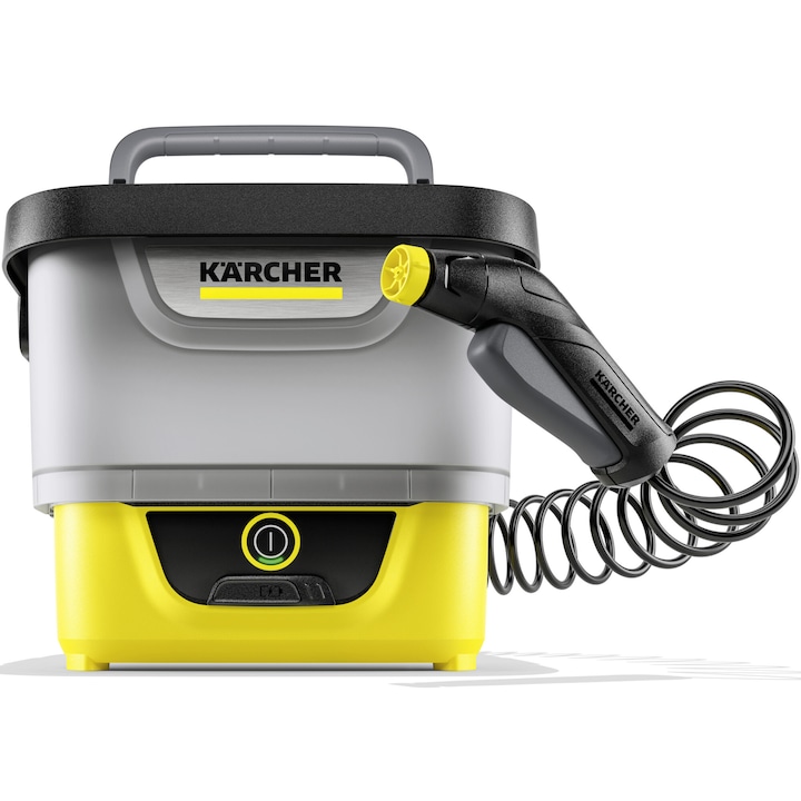 Aparat portabil de spalat cu presiune joasa pe acumulator Karcher OC4, putere 45 W, presiune 5 bar, rezervor 8 l, 2 l/min debit, lungime furtun 2.8 m, 22 minute autonomie