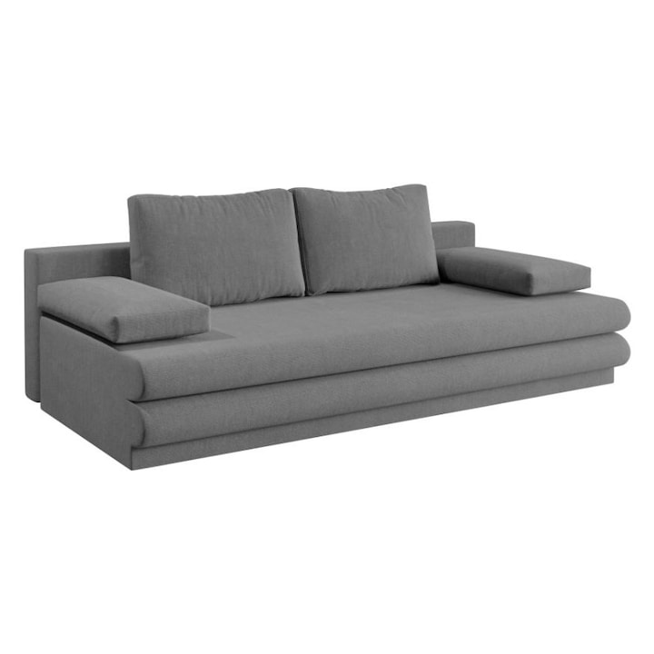 Canapea Sensi, extensibila, cu lada depozitare, stofa, 190 x 102 x 85 cm, Gri Deschis