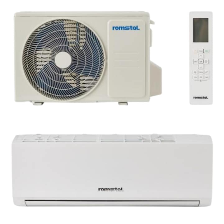 Aer conditionat, Romstal EcoVent 500, alb, monosplit, inverter,9000 BTU, R32, clasa A++/A+, Wi-Fi, fara kit
