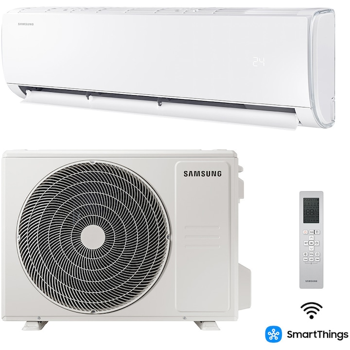 Aparat de aer conditionat Samsung AR35 WI-FI 9000 BTU, Clasa A++, Smart Things, Fast cooling, Self clean, Good Sleep, AR40H09C1AMNEU/AR40H09C1AMXEU, Alb